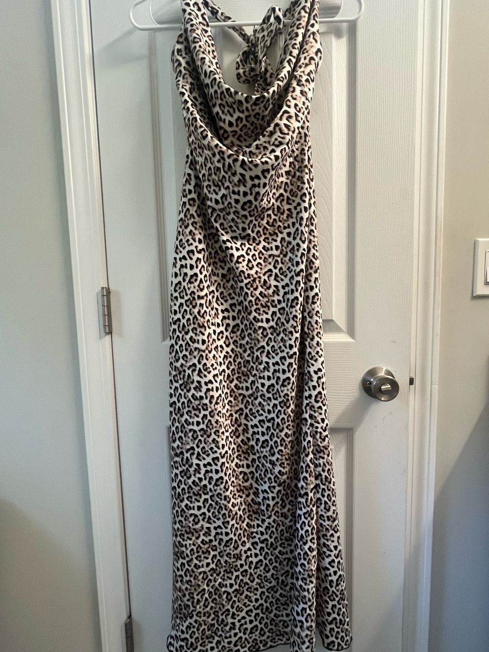 See You Monday Leopard Print Maxi Dress in Black and Cream